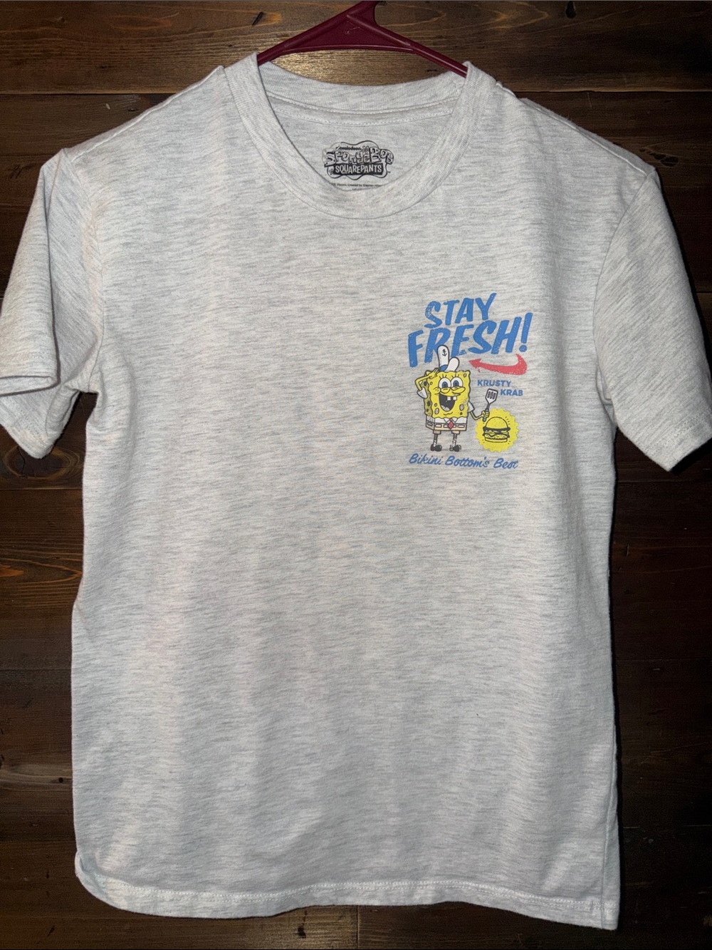 SpongeBob Squarepants Light Gray 'Stay Fresh' Short Sleeve Tee